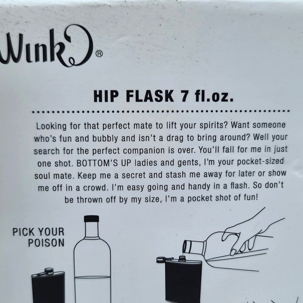 Wink Crazy Cat Lady Hip Flask 7 oz Pink Silver New in Box - Picture 4 of 4